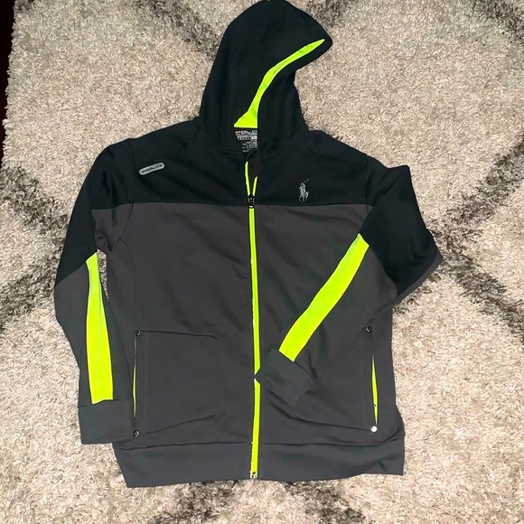 Polo Ralph Lauren Other - Kids Polo by Ralph Lauren jacket, grey with Lime green. Zip pocket. Boys XL